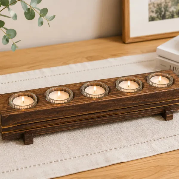 Rustik Beşli Tealight Mumluk