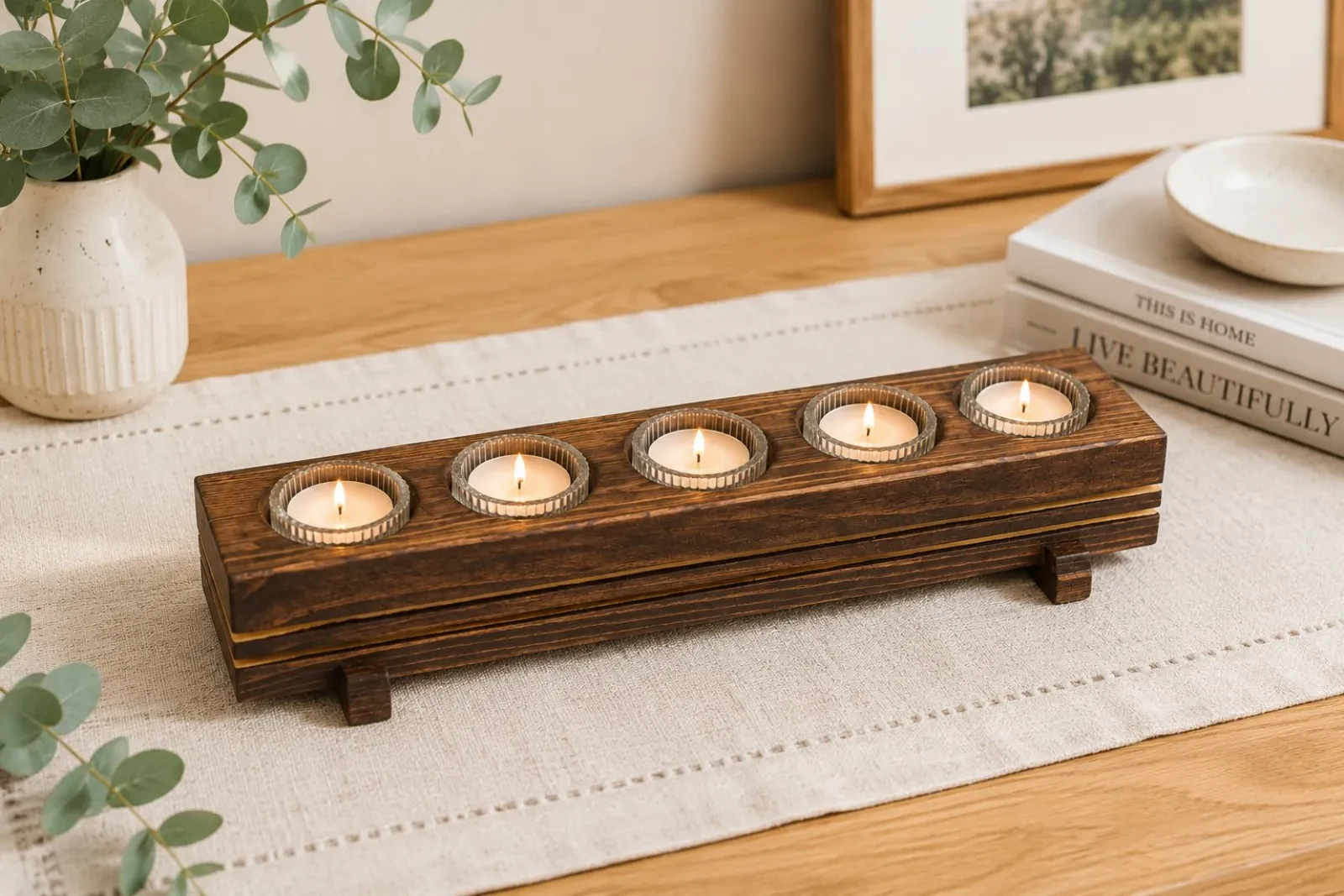 Rustik Beşli Tealight Mumluk